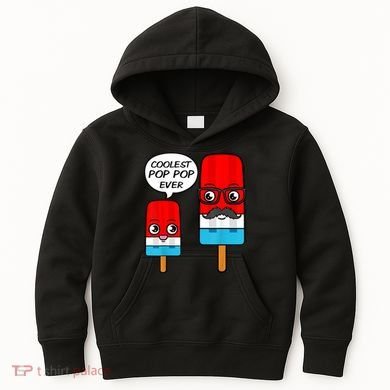 Coolest Pop Ever Popsicle Funny Retro Bomb Fathers Day Gift Kids Hoodie