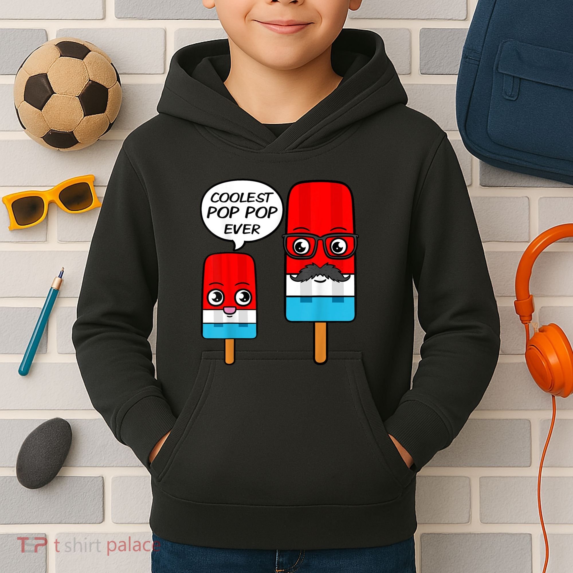 Coolest Pop Ever Popsicle Funny Retro Bomb Fathers Day Gift Kids Hoodie