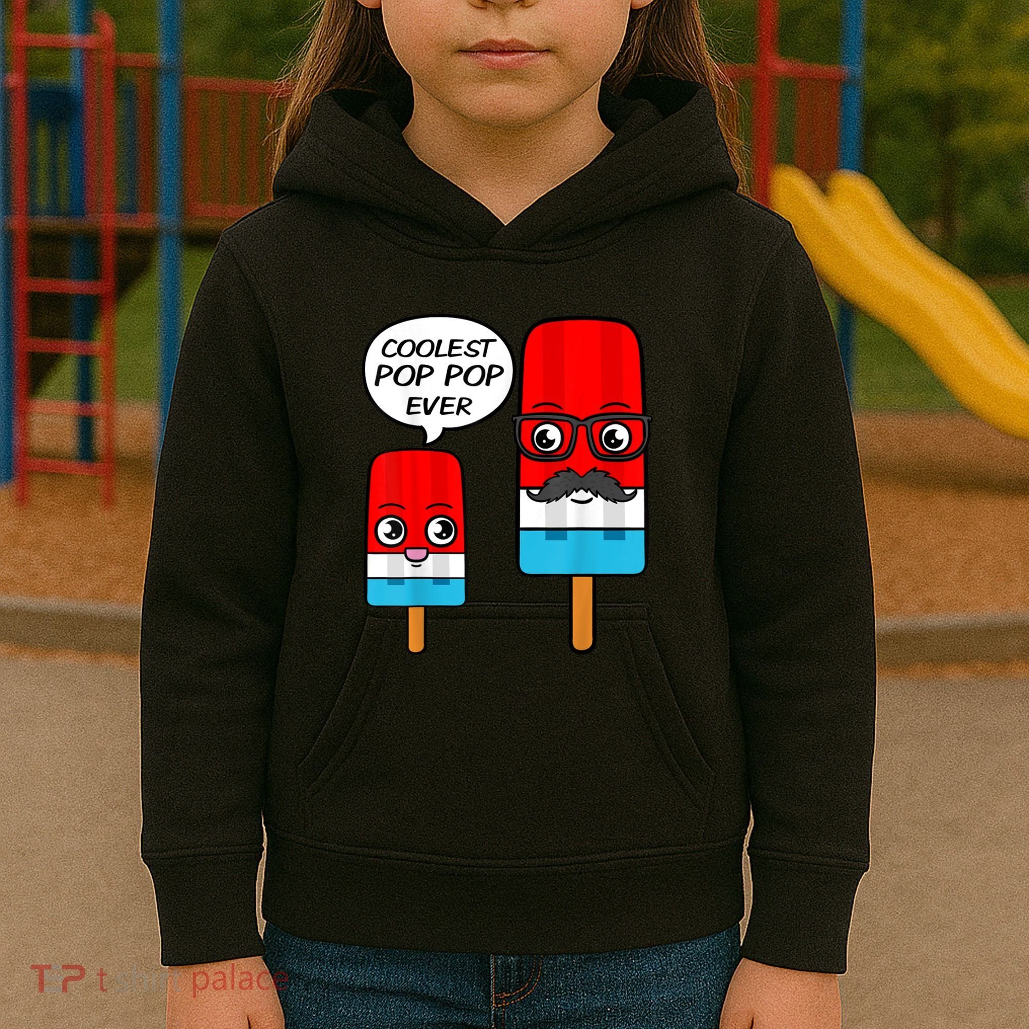 Coolest Pop Ever Popsicle Funny Retro Bomb Fathers Day Gift Kids Hoodie