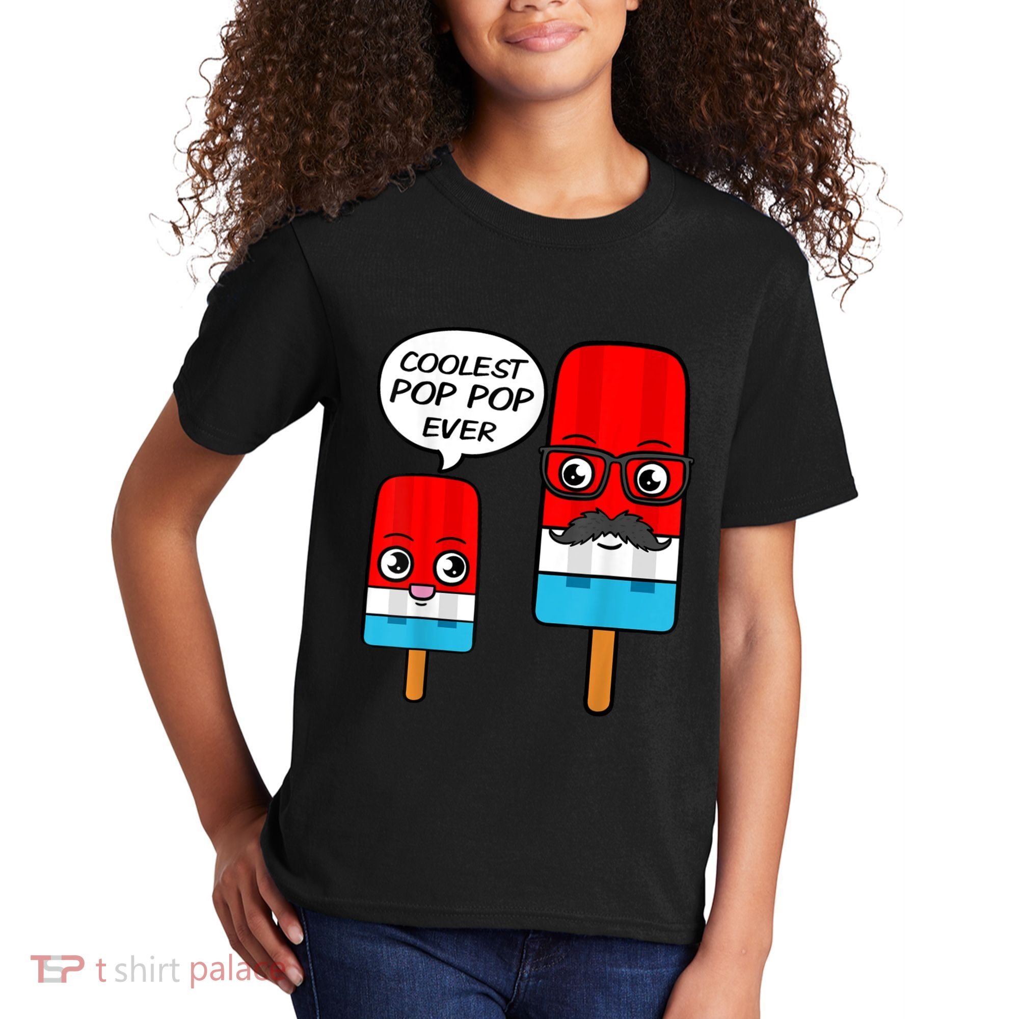Coolest Pop Ever Popsicle Funny Retro Bomb Fathers Day Gift Kids T-Shirt