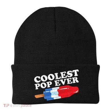 Coolest Pop Ever Popsicle Funny Retro Bomb Fathers Day Gift Beanie