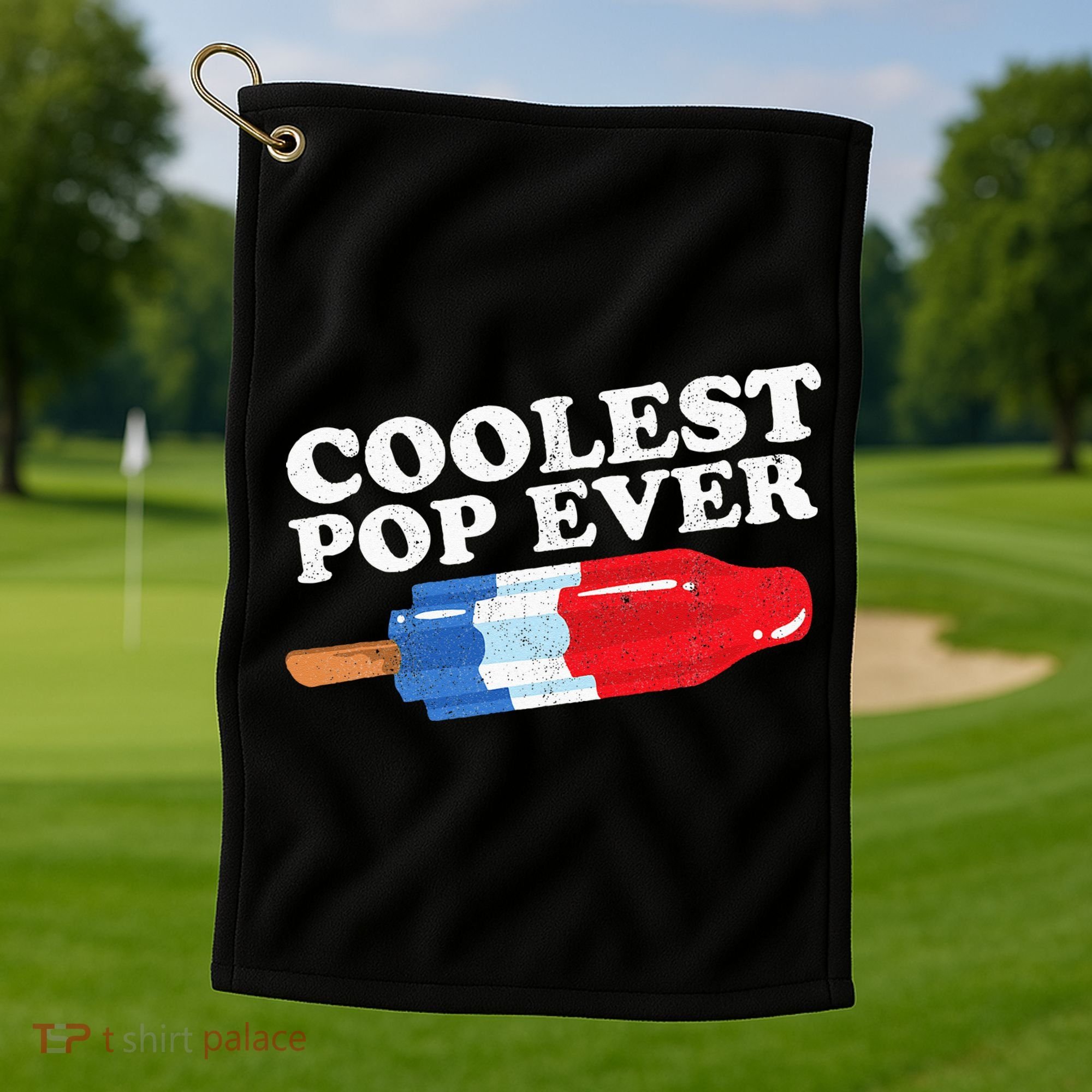Coolest Pop Ever Popsicle Funny Retro Bomb Fathers Day Gift Golf Towel