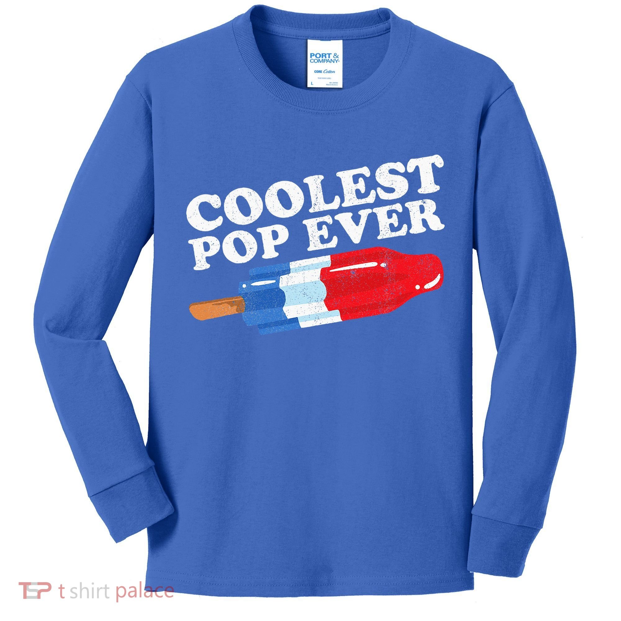 Coolest Pop Ever Popsicle Funny Retro Bomb Fathers Day Gift Kids Long Sleeve Shirt