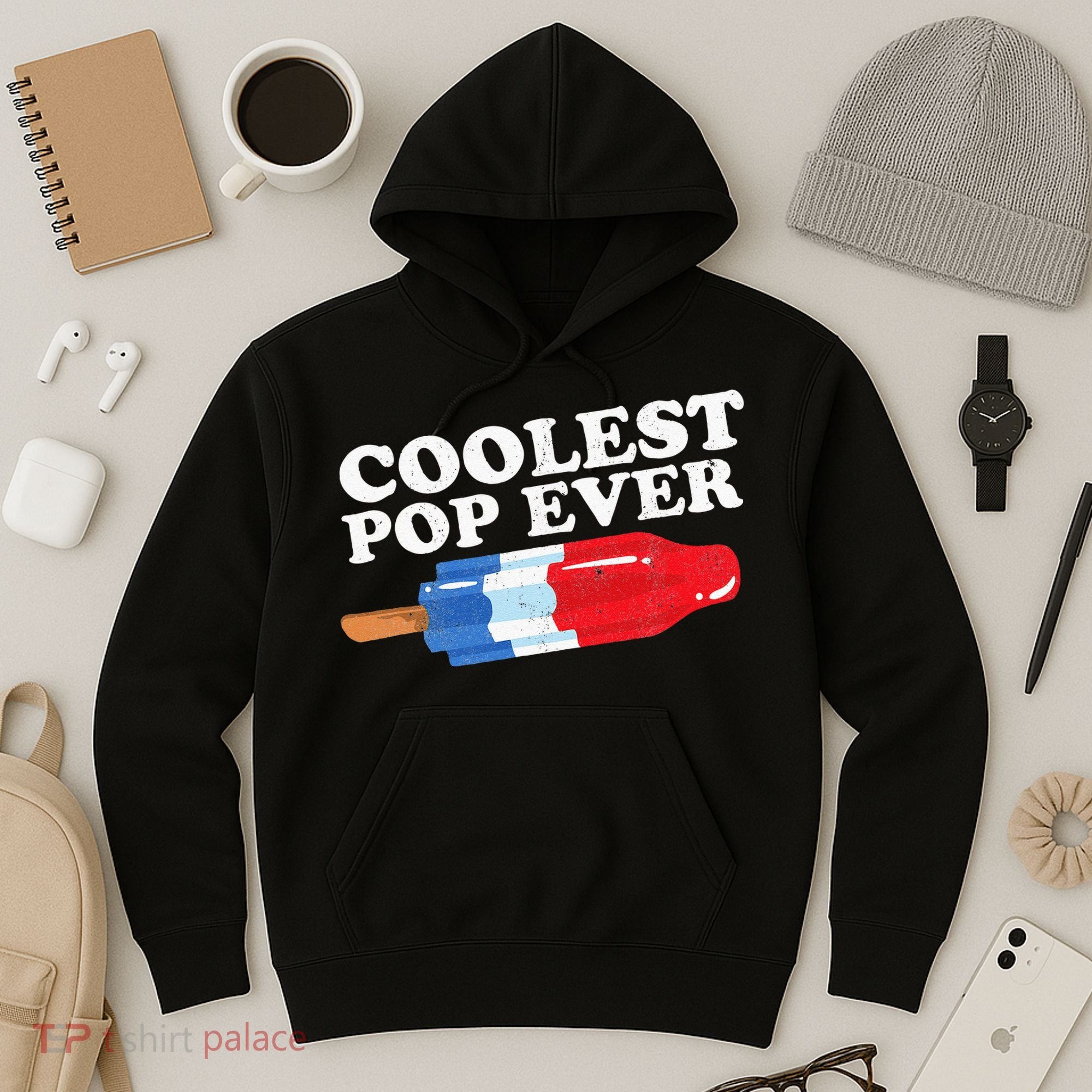 Coolest Pop Ever Popsicle Funny Retro Bomb Fathers Day Gift Hoodie