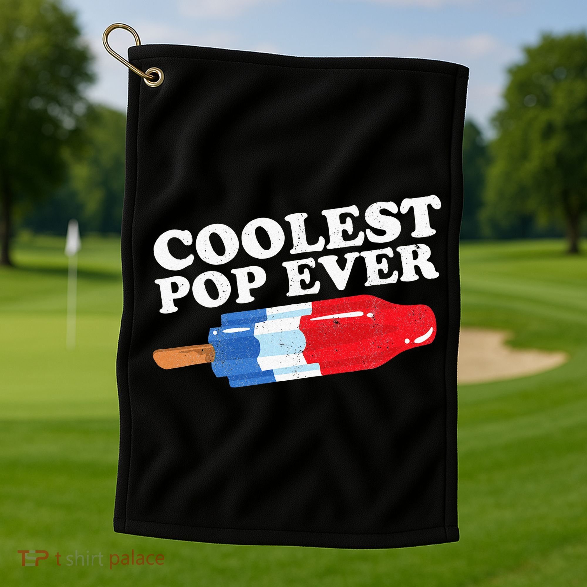 Coolest Pop Ever Popsicle Funny Retro Bomb Fathers Day Gift Golf Towel