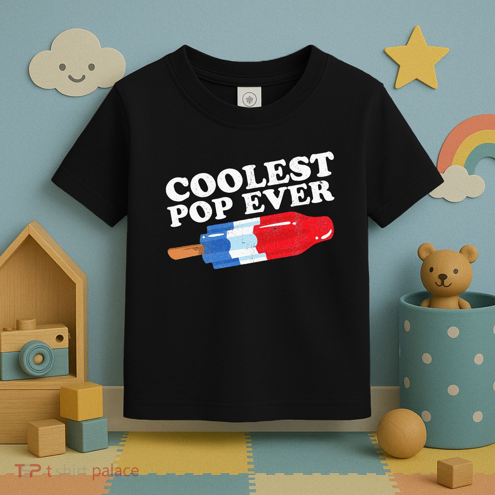 Coolest Pop Ever Popsicle Funny Retro Bomb Fathers Day Gift Toddler T-Shirt