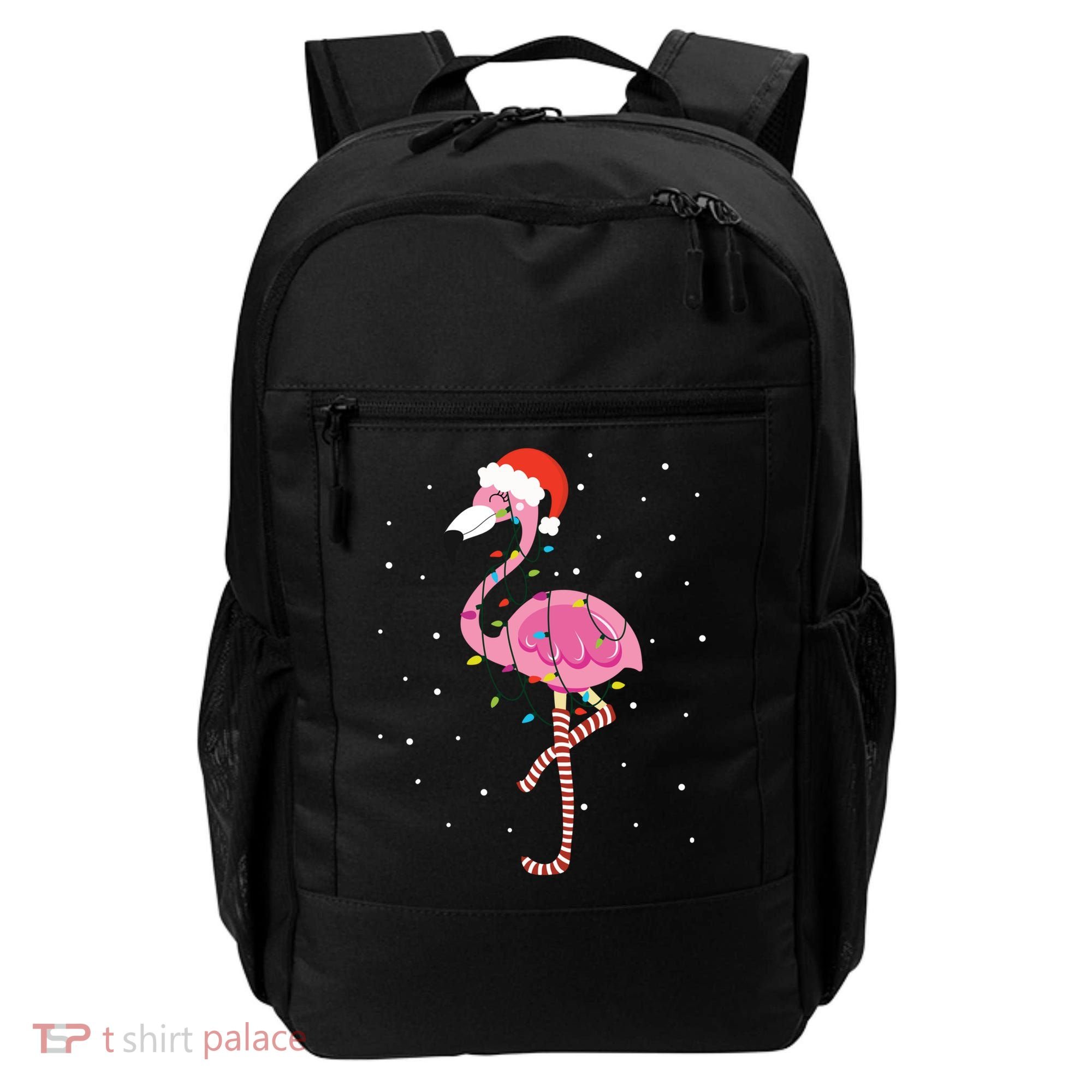 Cute Pink Flamingo Christmas Lights Santa Hat Meaningful Gift Backpack