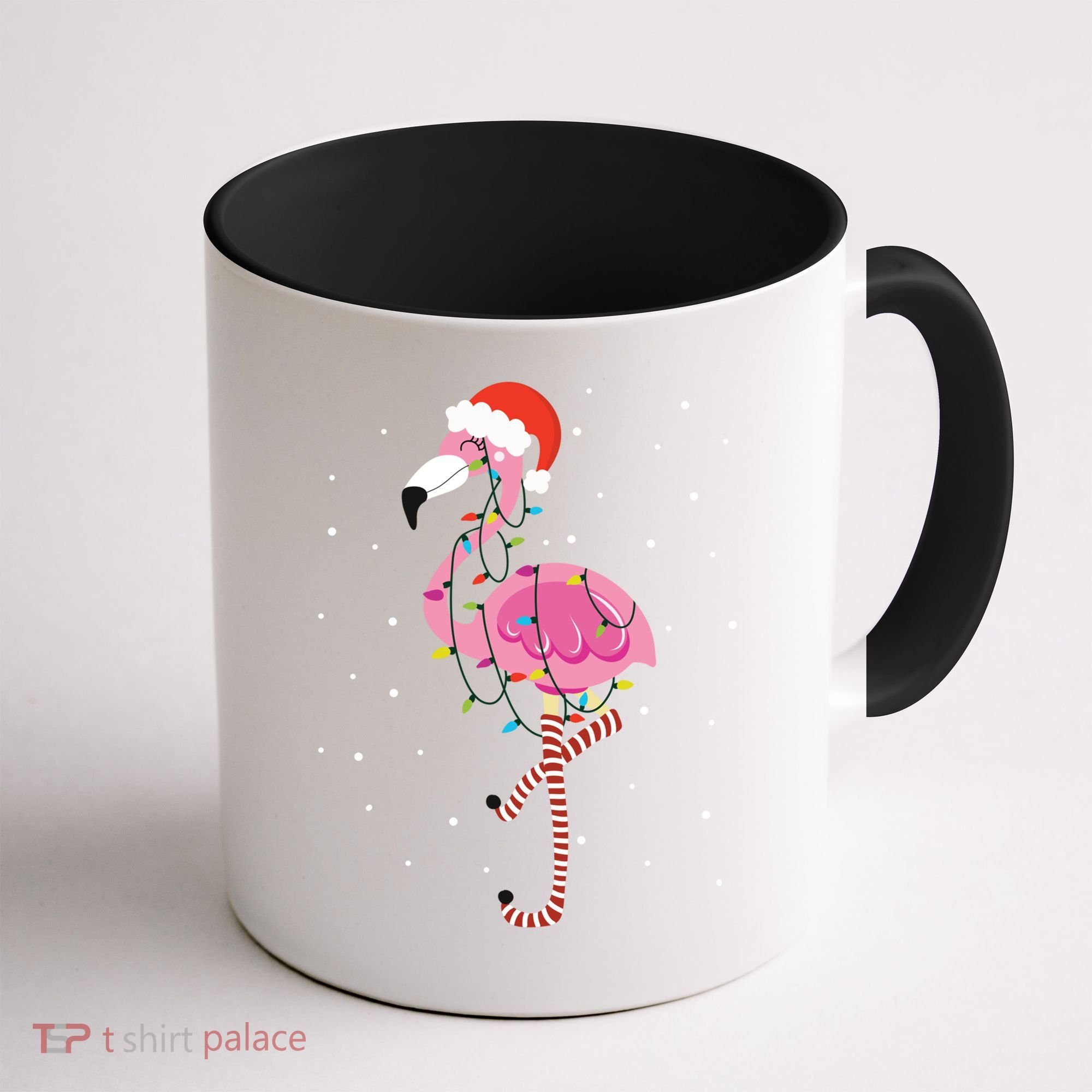 Cute Pink Flamingo Christmas Lights Santa Hat Meaningful Gift Coffee Mug