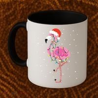 Cute Pink Flamingo Christmas Lights Santa Hat Meaningful Gift Coffee Mug thumb 2