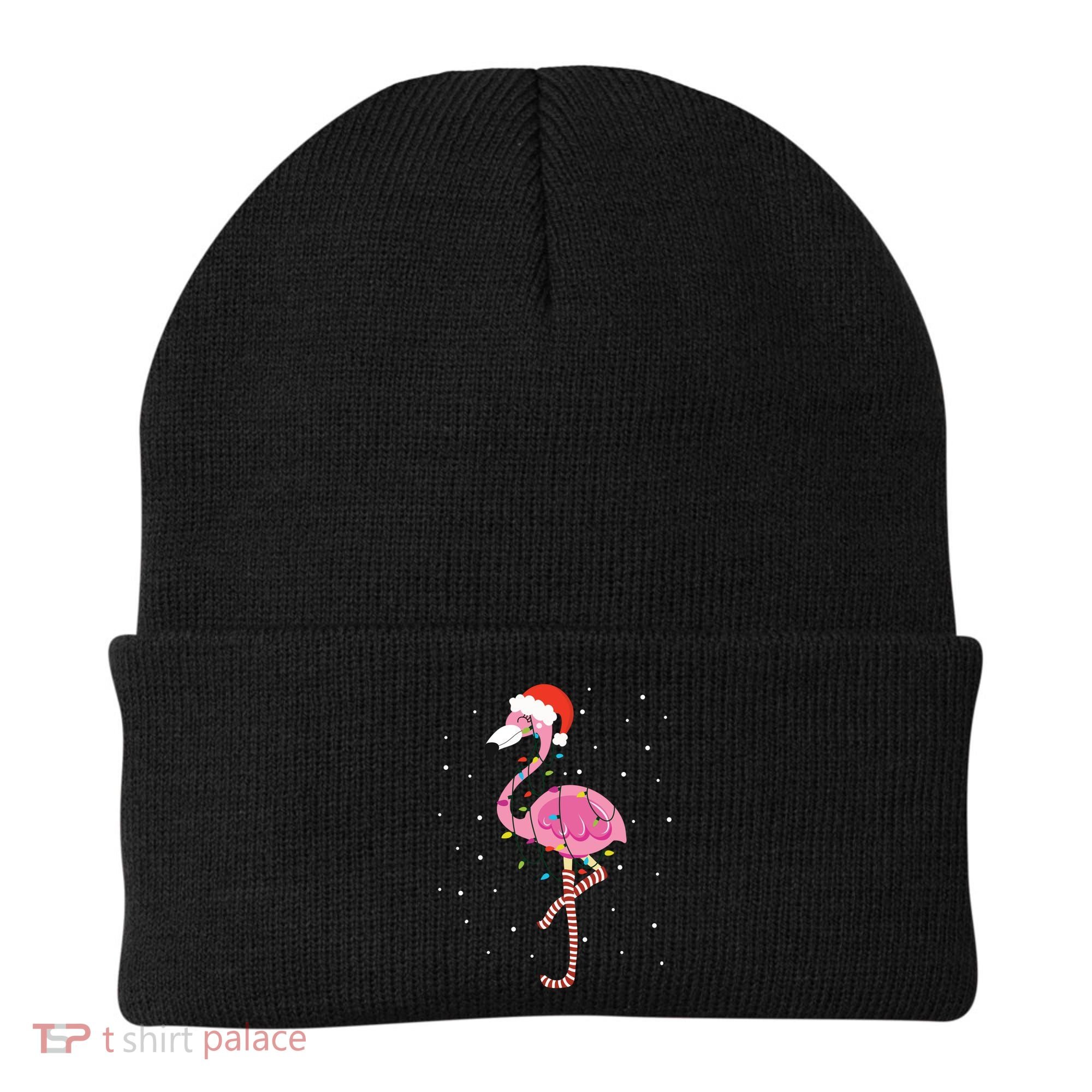 Cute Pink Flamingo Christmas Lights Santa Hat Meaningful Gift Beanie