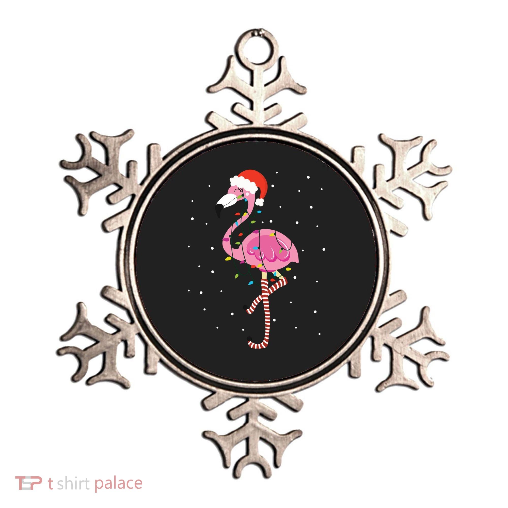 Cute Pink Flamingo Christmas Lights Santa Hat Meaningful Gift Ornament