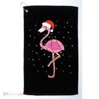 Cute Pink Flamingo Christmas Lights Santa Hat Meaningful Gift Golf Towel thumb 0