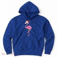Cute Pink Flamingo Christmas Lights Santa Hat Meaningful Gift Hoodie thumb 0