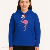 Cute Pink Flamingo Christmas Lights Santa Hat Meaningful Gift Hoodie thumb 5