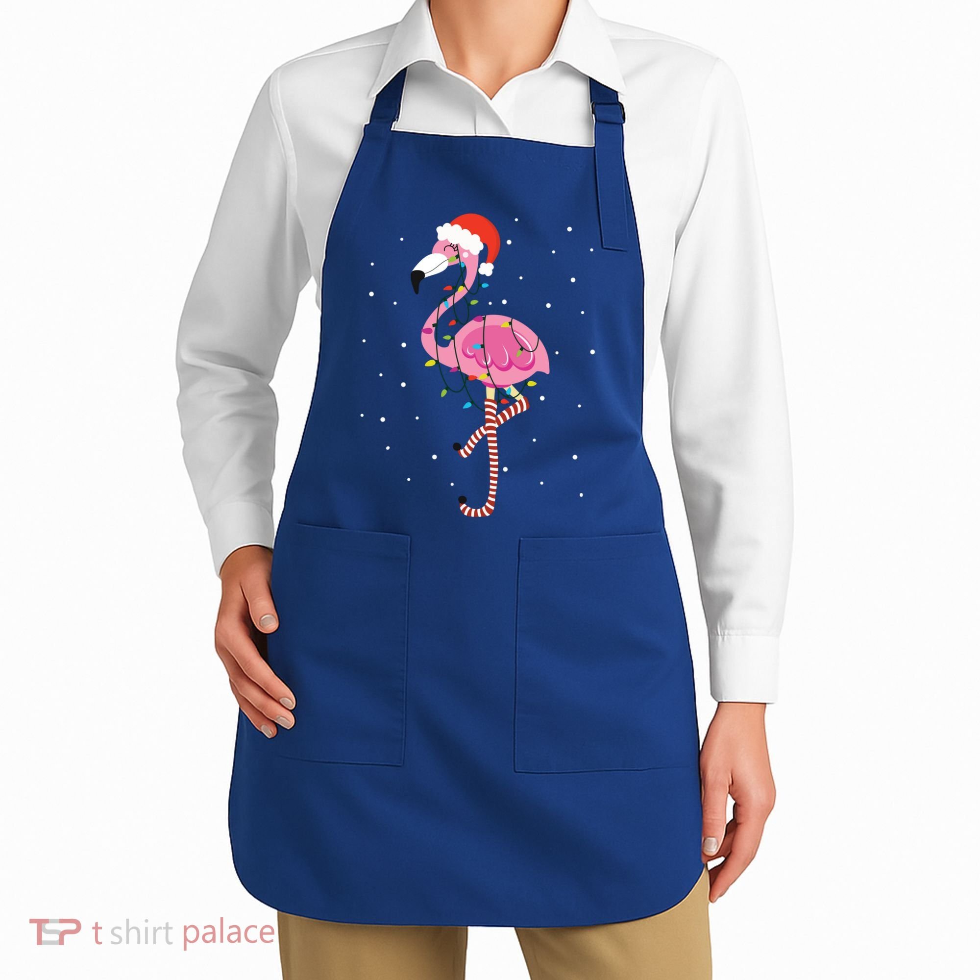 Cute Pink Flamingo Christmas Lights Santa Hat Meaningful Gift Apron