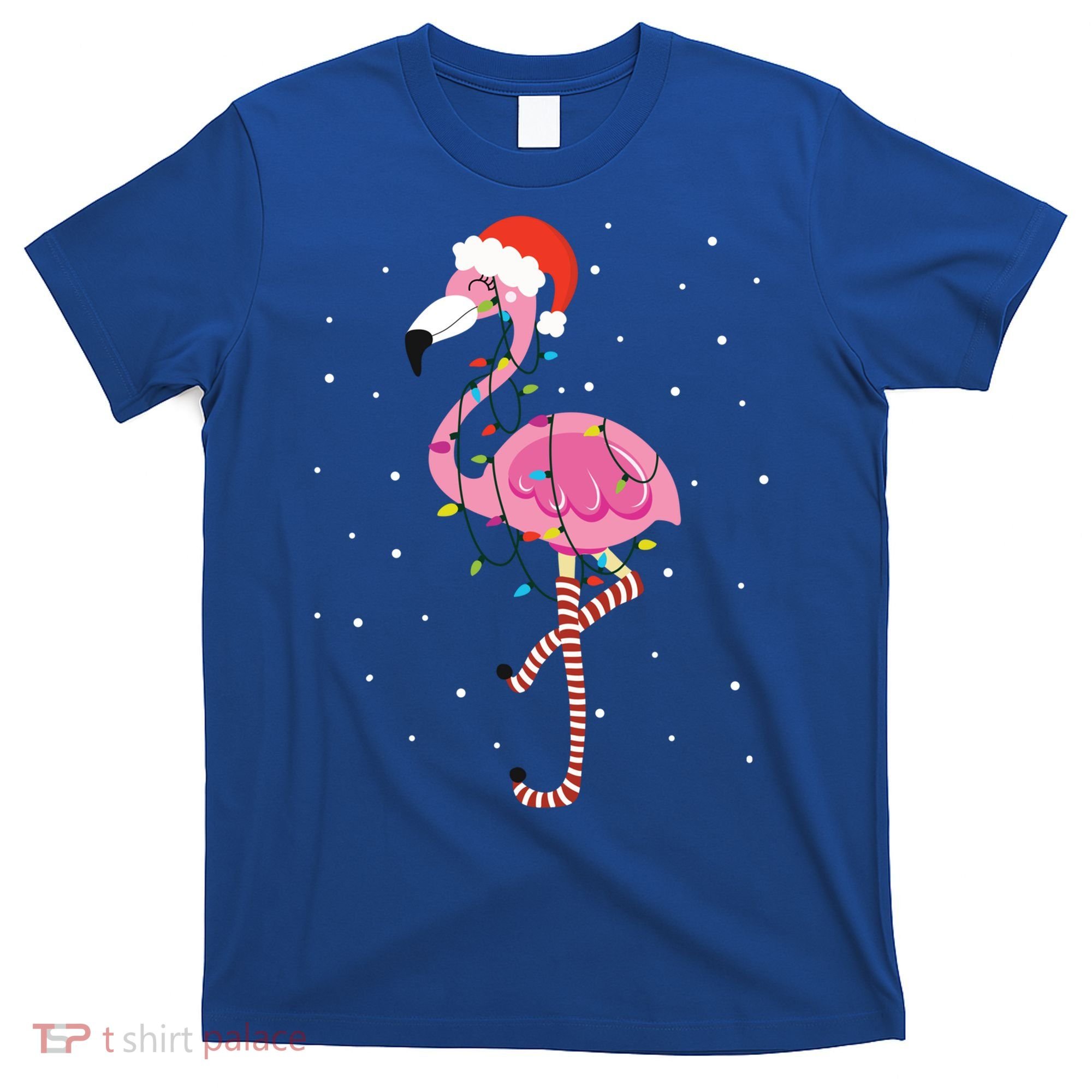 Cute Pink Flamingo Christmas Lights Santa Hat Meaningful Gift T-Shirt
