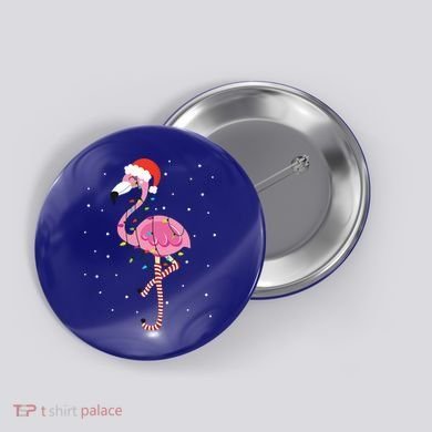 Cute Pink Flamingo Christmas Lights Santa Hat Meaningful Gift Button