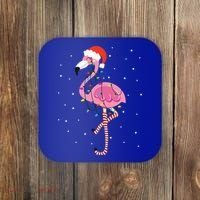 Cute Pink Flamingo Christmas Lights Santa Hat Meaningful Gift Coaster thumb 0