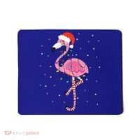 Cute Pink Flamingo Christmas Lights Santa Hat Meaningful Gift Mousepad thumb 0