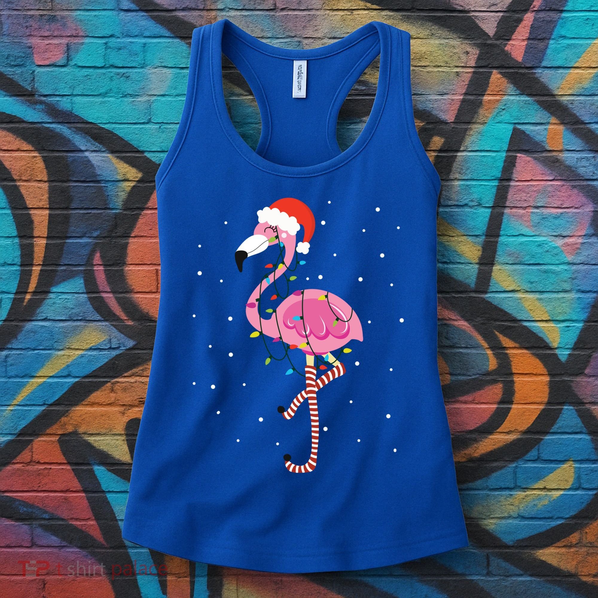Cute Pink Flamingo Christmas Lights Santa Hat Meaningful Gift Women's Tank Top
