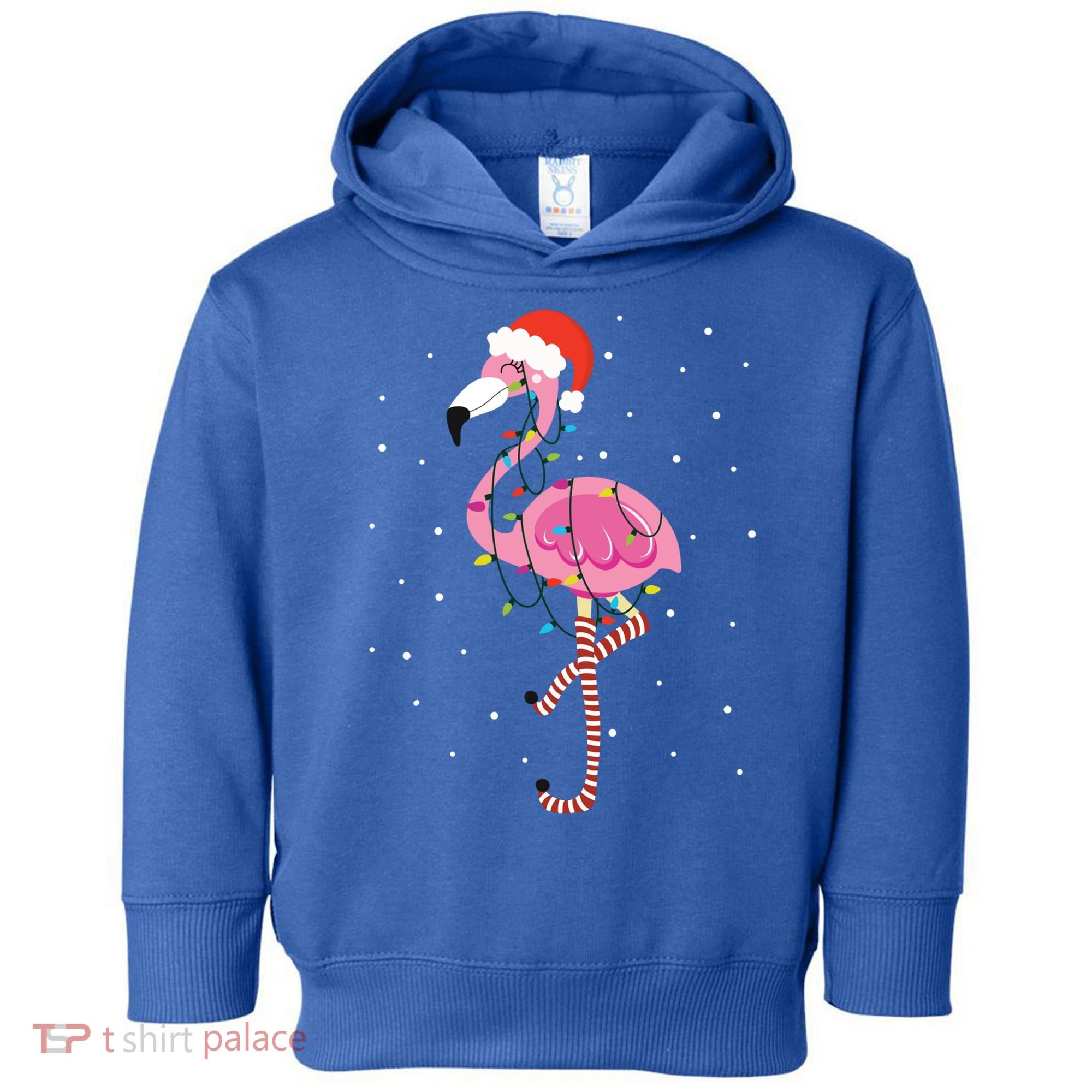 Cute Pink Flamingo Christmas Lights Santa Hat Meaningful Gift Toddler Hoodie