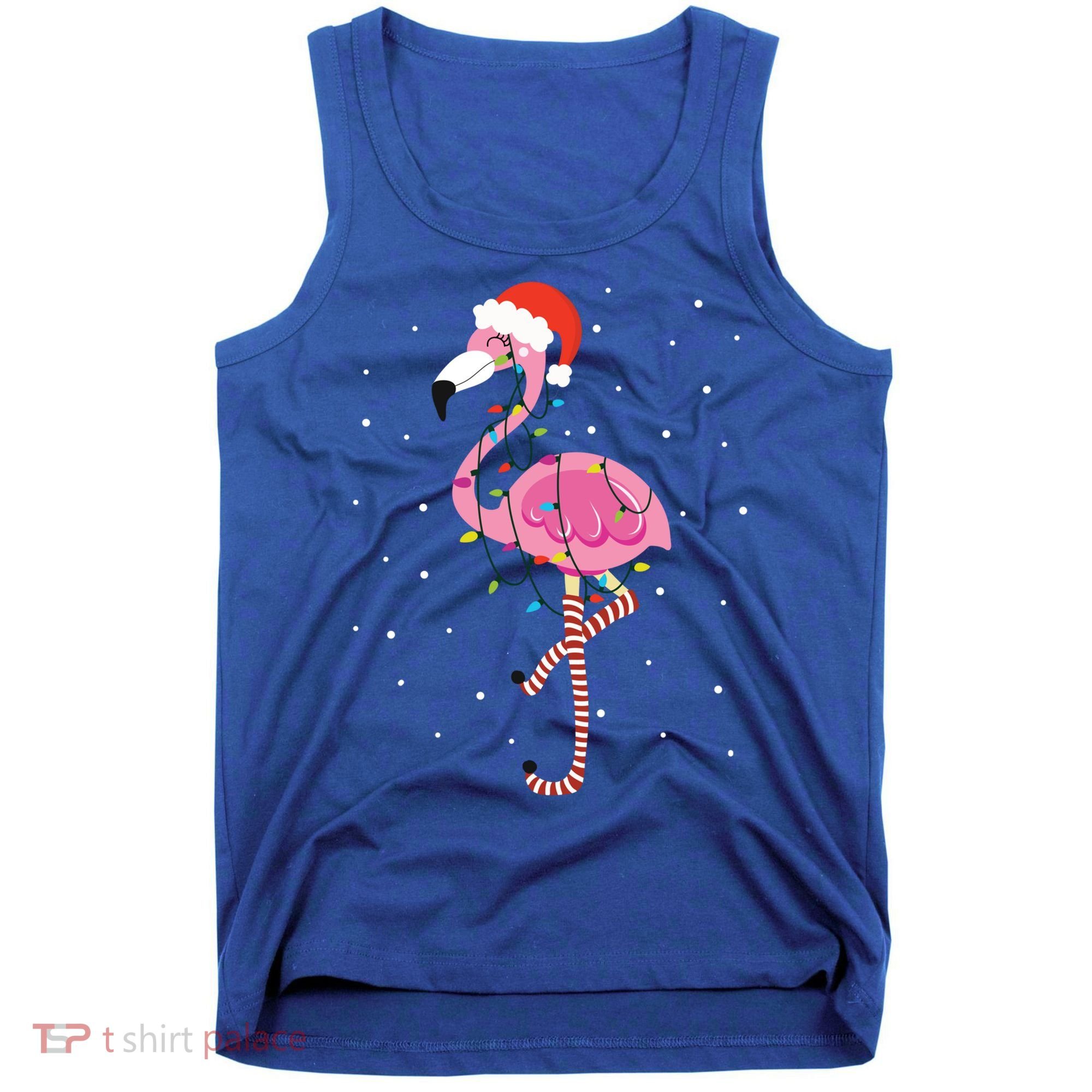 Cute Pink Flamingo Christmas Lights Santa Hat Meaningful Gift Tank Top