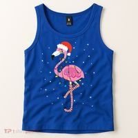 Cute Pink Flamingo Christmas Lights Santa Hat Meaningful Gift Tank Top thumb 2