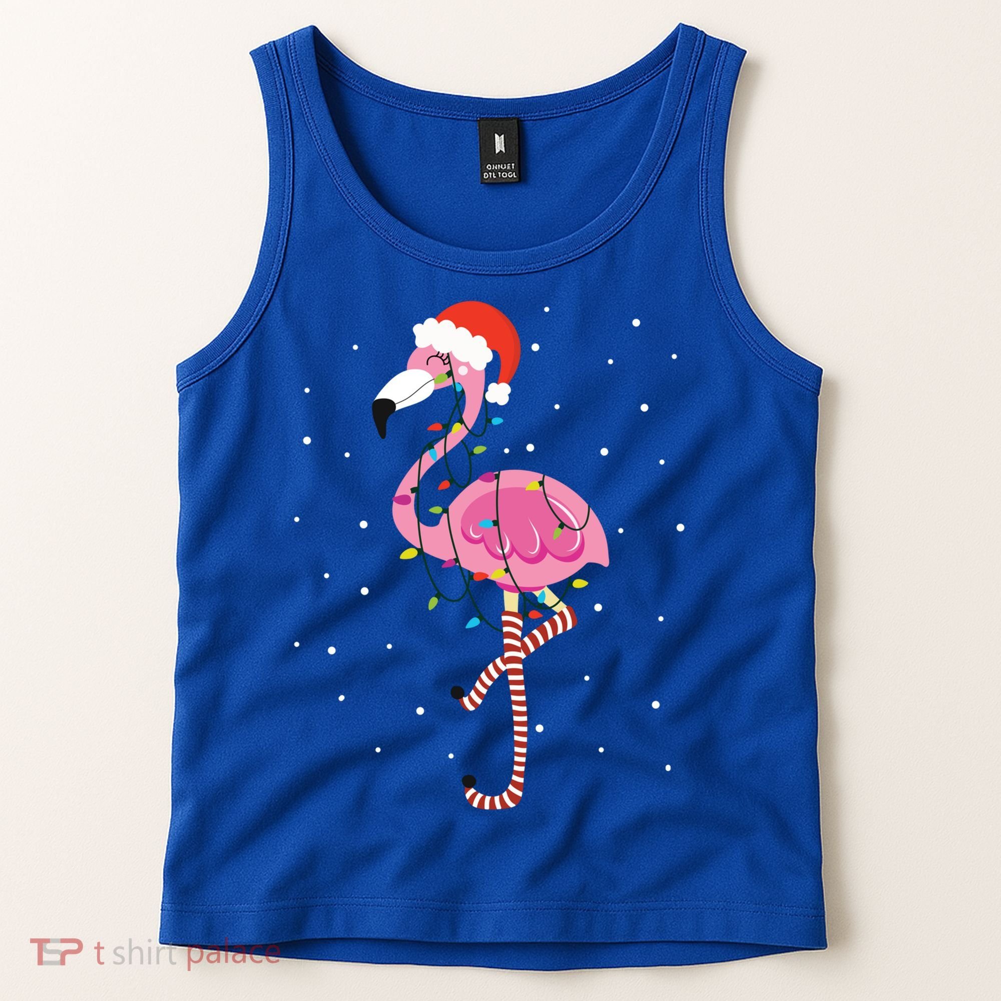 Cute Pink Flamingo Christmas Lights Santa Hat Meaningful Gift Tank Top
