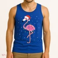 Cute Pink Flamingo Christmas Lights Santa Hat Meaningful Gift Tank Top thumb 3