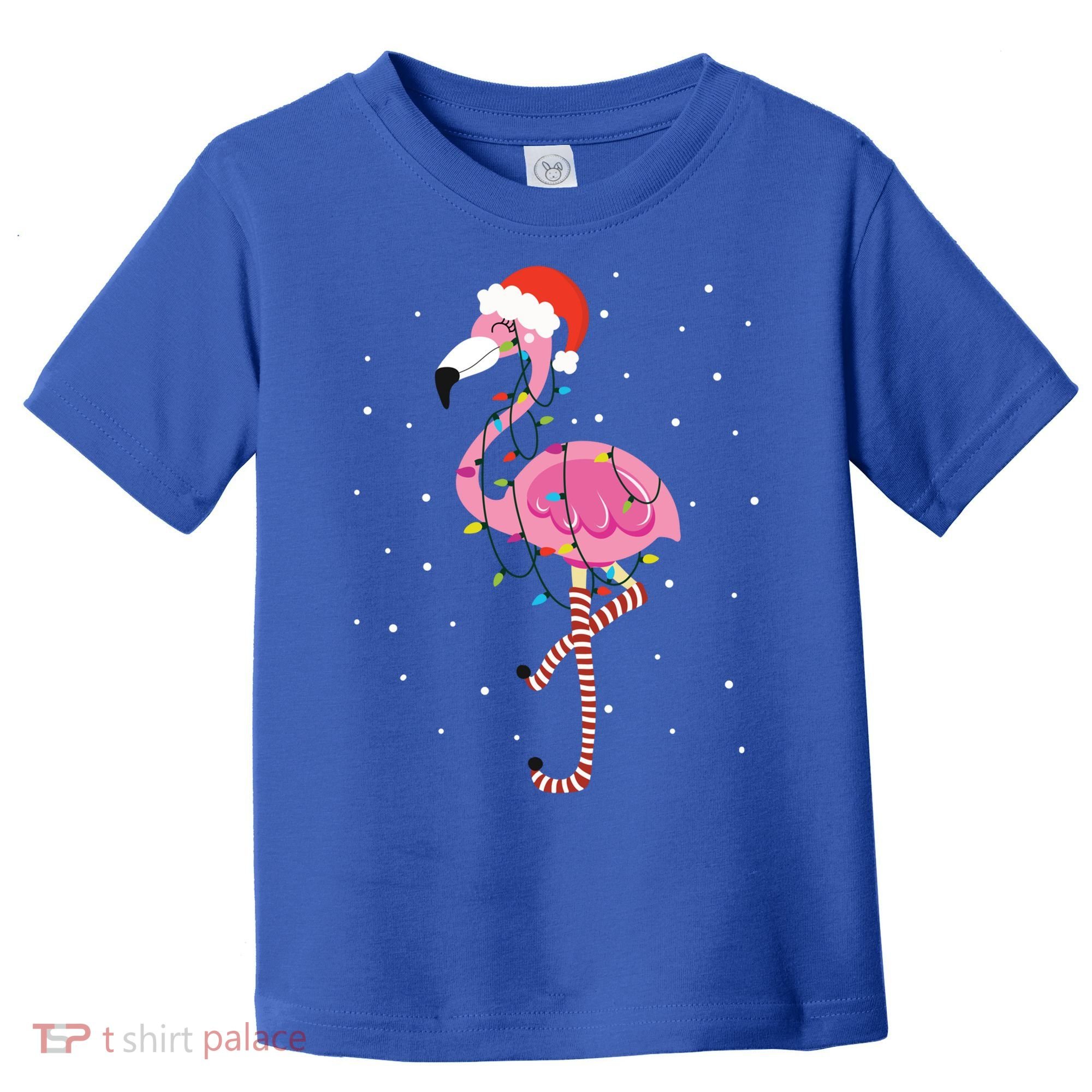 Cute Pink Flamingo Christmas Lights Santa Hat Meaningful Gift Toddler T-Shirt