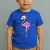 Cute Pink Flamingo Christmas Lights Santa Hat Meaningful Gift Toddler T-Shirt thumb 2