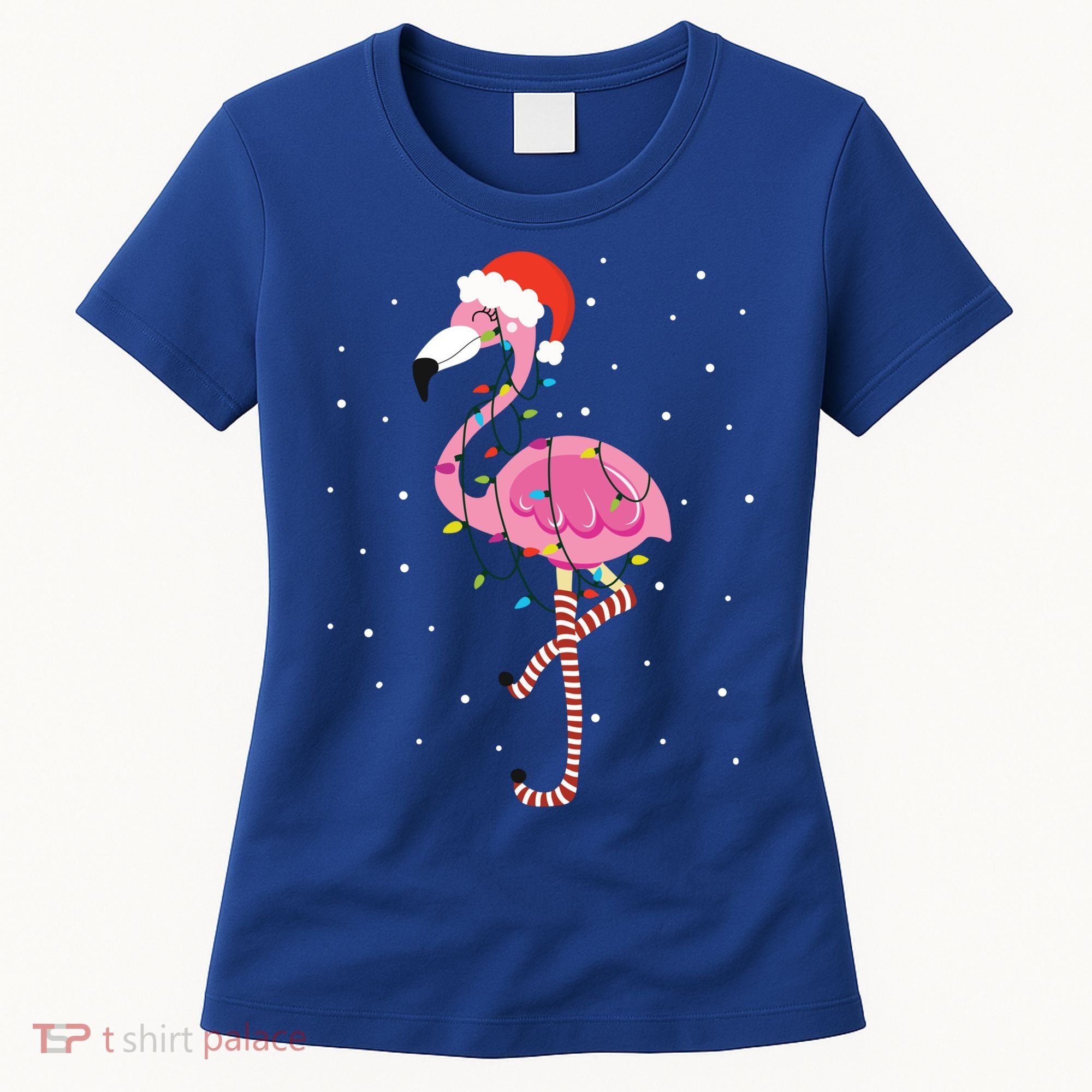 Cute Pink Flamingo Christmas Lights Santa Hat Meaningful Gift Women's T-Shirt