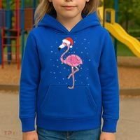 Cute Pink Flamingo Christmas Lights Santa Hat Meaningful Gift Kids Hoodie thumb 3