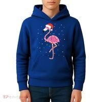 Cute Pink Flamingo Christmas Lights Santa Hat Meaningful Gift Kids Hoodie thumb 4