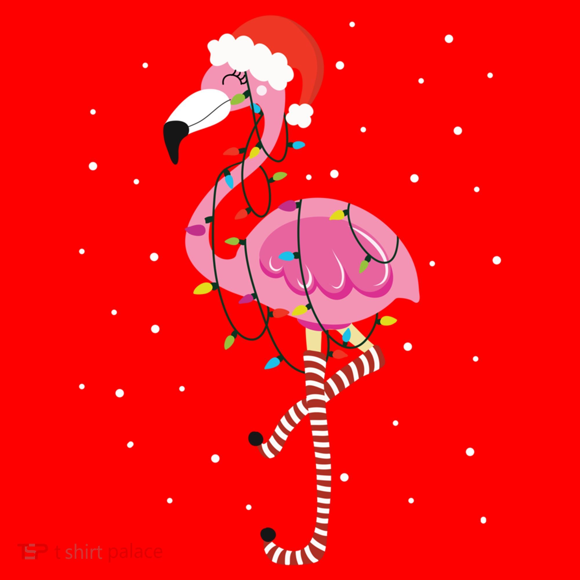 Cute Pink Flamingo Christmas Lights Santa Hat Meaningful Gift Santa Hat