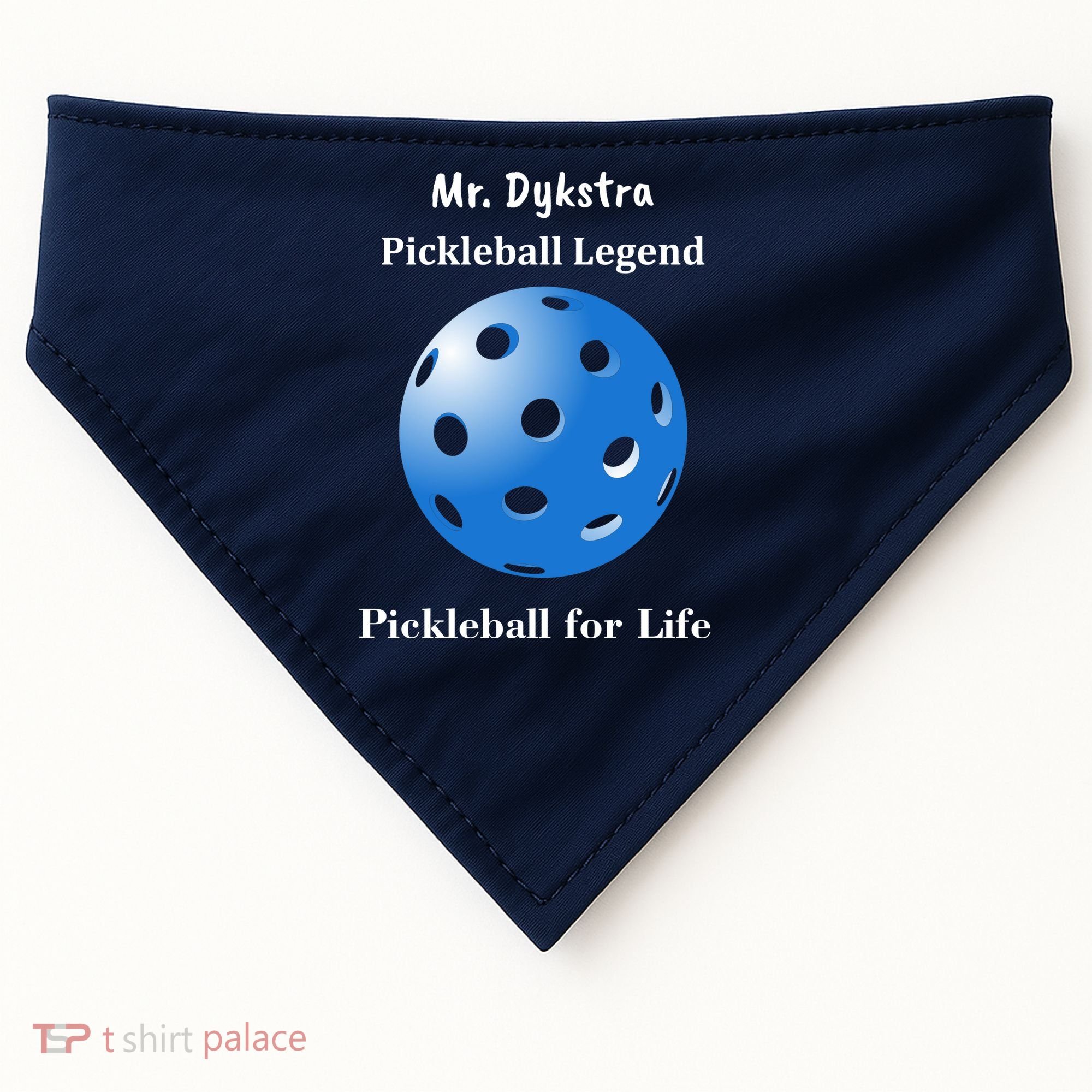 Custom Pickleball For Life Personalize Text Name USA-Made Doggie Bandana
