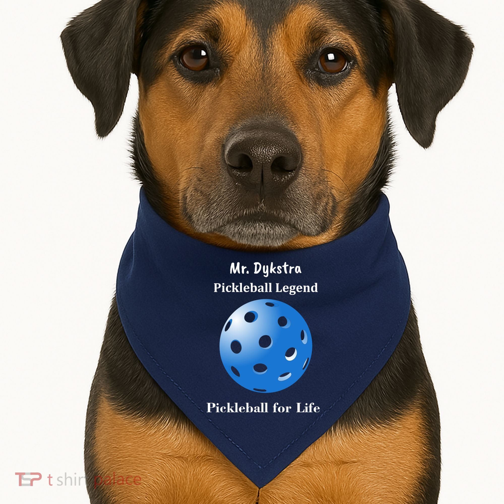 Custom Pickleball For Life Personalize Text Name USA-Made Doggie Bandana