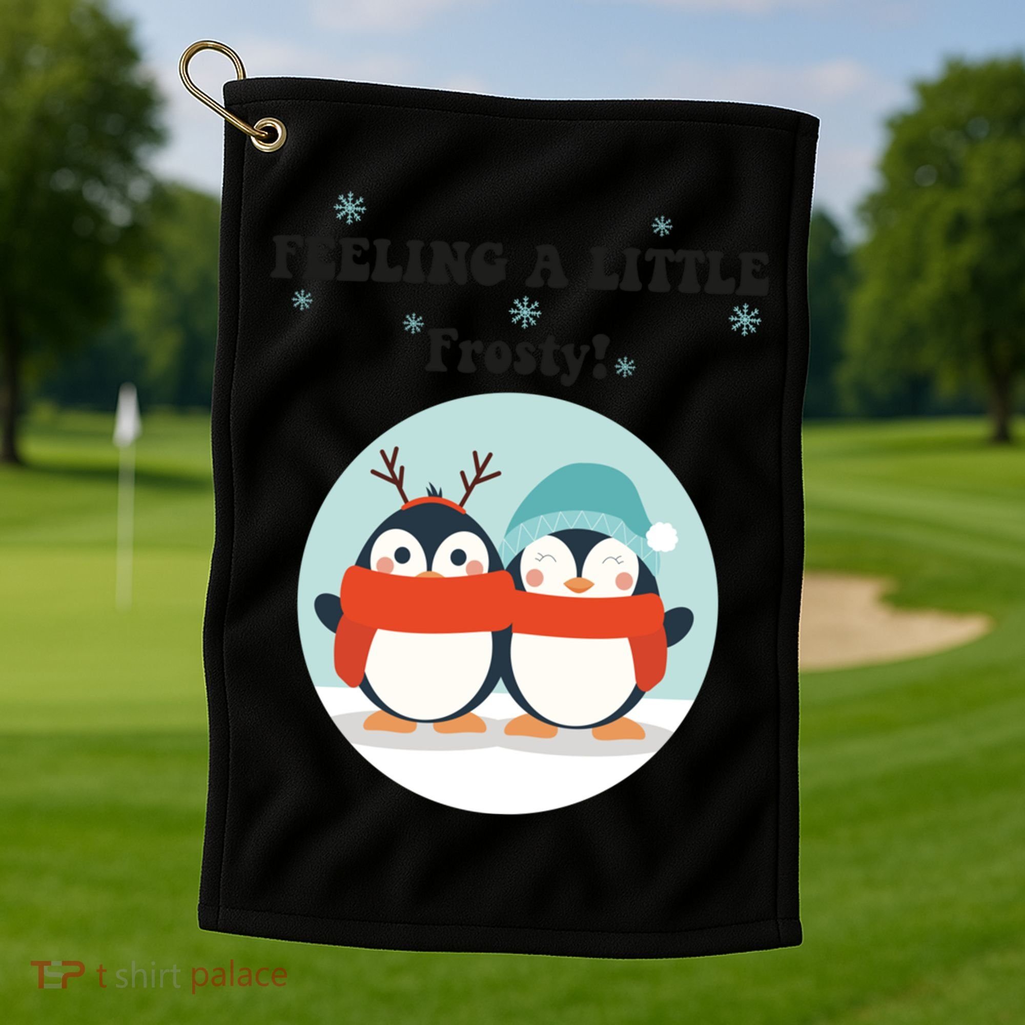 Christmas Penguin Frosty Funny Gift Golf Towel