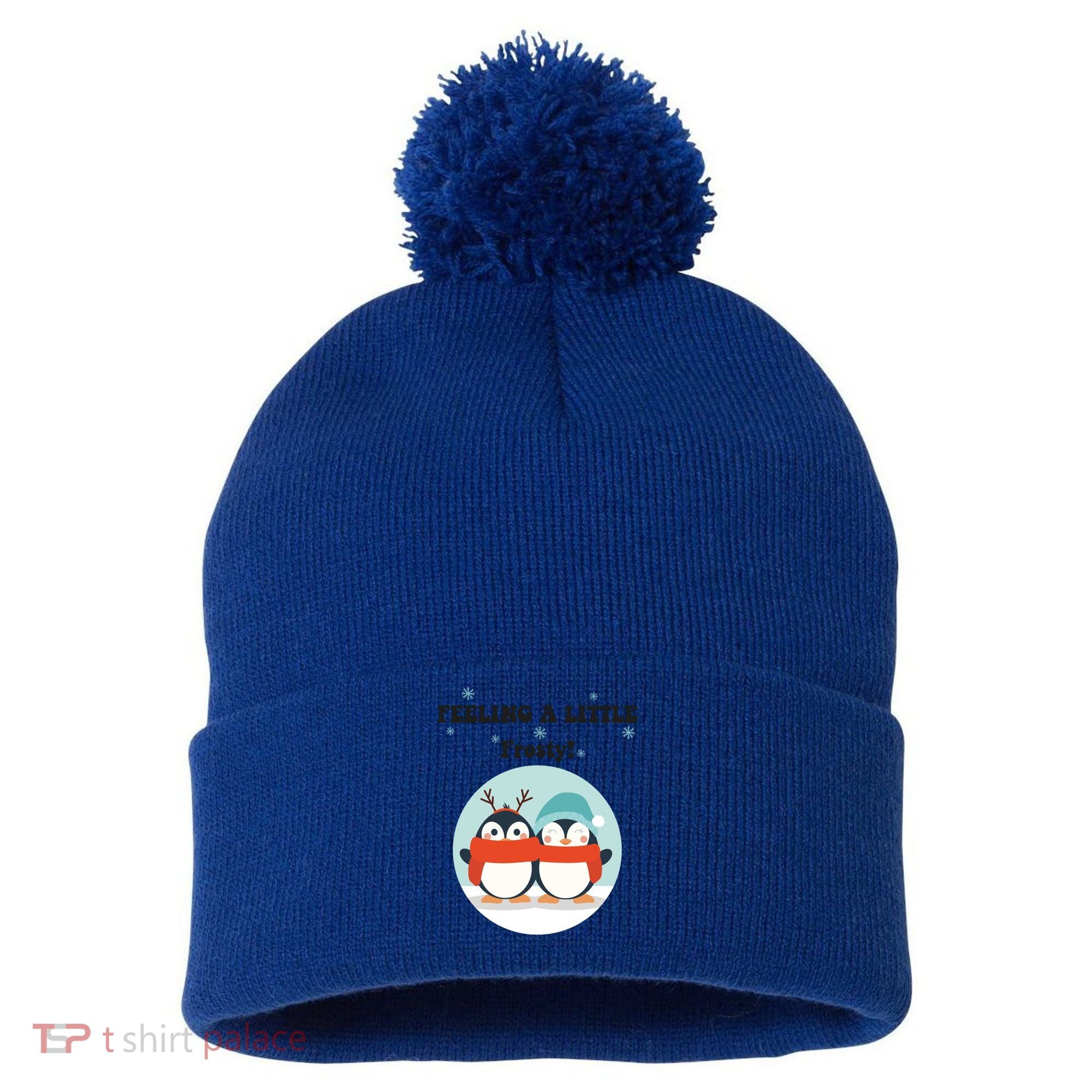 Christmas Penguin Frosty Funny Gift Pom Pom 12in Knit Beanie