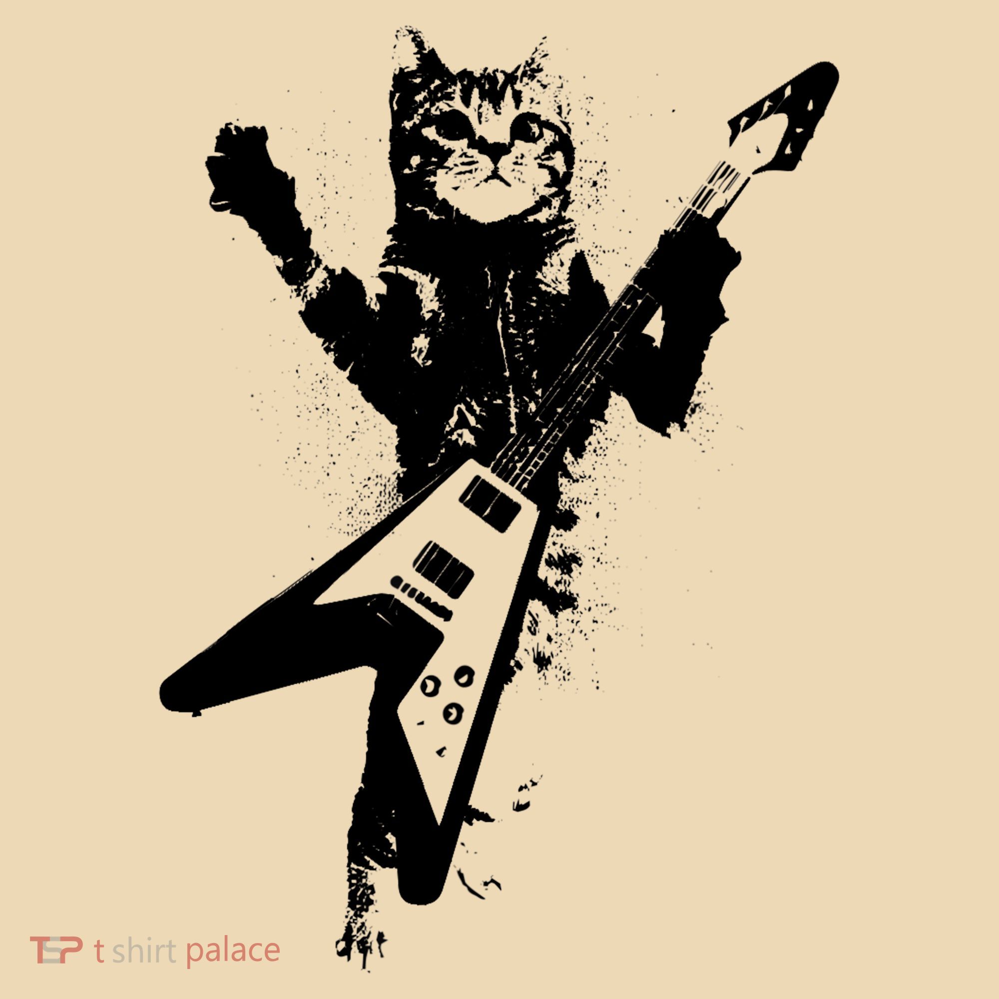 Cat Playing Flying V Guitar Musician Cat Lover TShirt Tote Bag