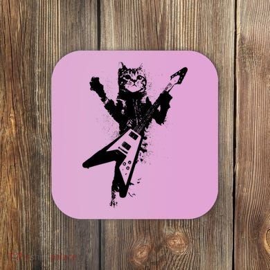 Cat Playing Flying V Guitar Musician Cat Lover TShirt Coaster