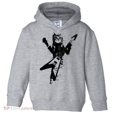 Cat Playing Flying V Guitar Musician Cat Lover TShirt Toddler Hoodie