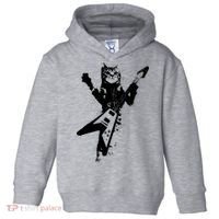 Cat Playing Flying V Guitar Musician Cat Lover TShirt Toddler Hoodie thumb 0