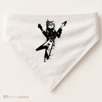 Cat Playing Flying V Guitar Musician Cat Lover TShirt USA-Made Doggie Bandana thumb 0