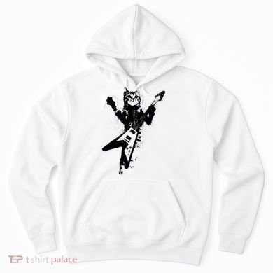 Cat Playing Flying V Guitar Musician Cat Lover TShirt Hoodie