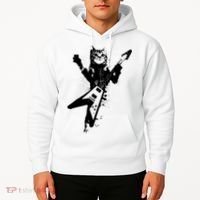 Cat Playing Flying V Guitar Musician Cat Lover TShirt Hoodie thumb 2
