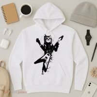 Cat Playing Flying V Guitar Musician Cat Lover TShirt Hoodie thumb 3