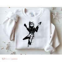 Cat Playing Flying V Guitar Musician Cat Lover TShirt Sweatshirt thumb 2