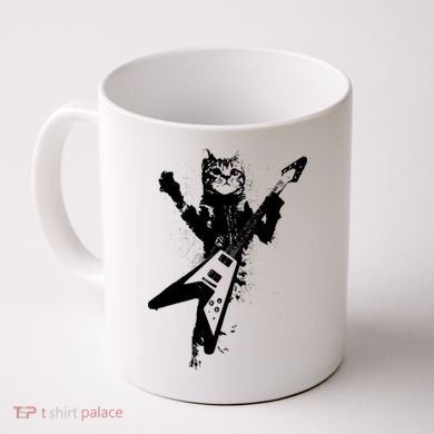 Cat Playing Flying V Guitar Musician Cat Lover TShirt Coffee Mug