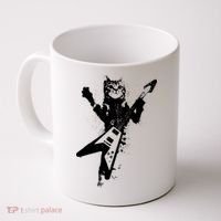 Cat Playing Flying V Guitar Musician Cat Lover TShirt Coffee Mug thumb 0